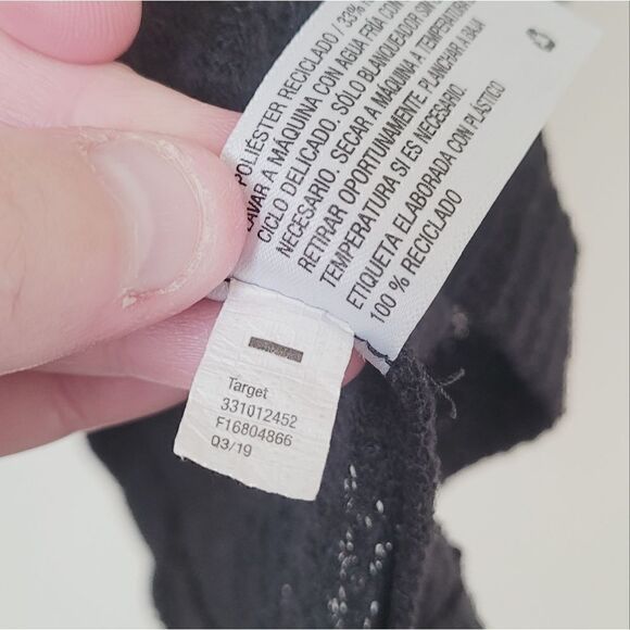 Wild Fable Black Waffle Button Front V-Neck Long Sleeve - Picture 3 of 6